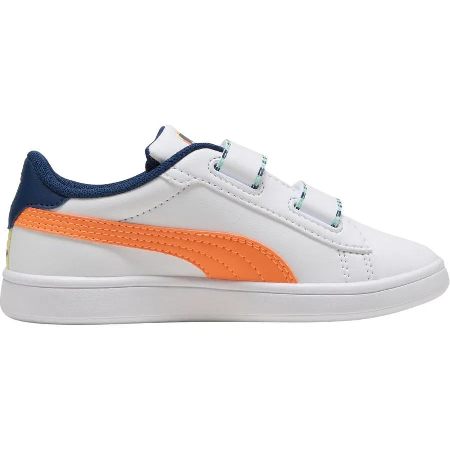 Детские спортивные кроссовки Puma Smash 3.0 Playdate V Ps, Бело-оранжевый — фото 4