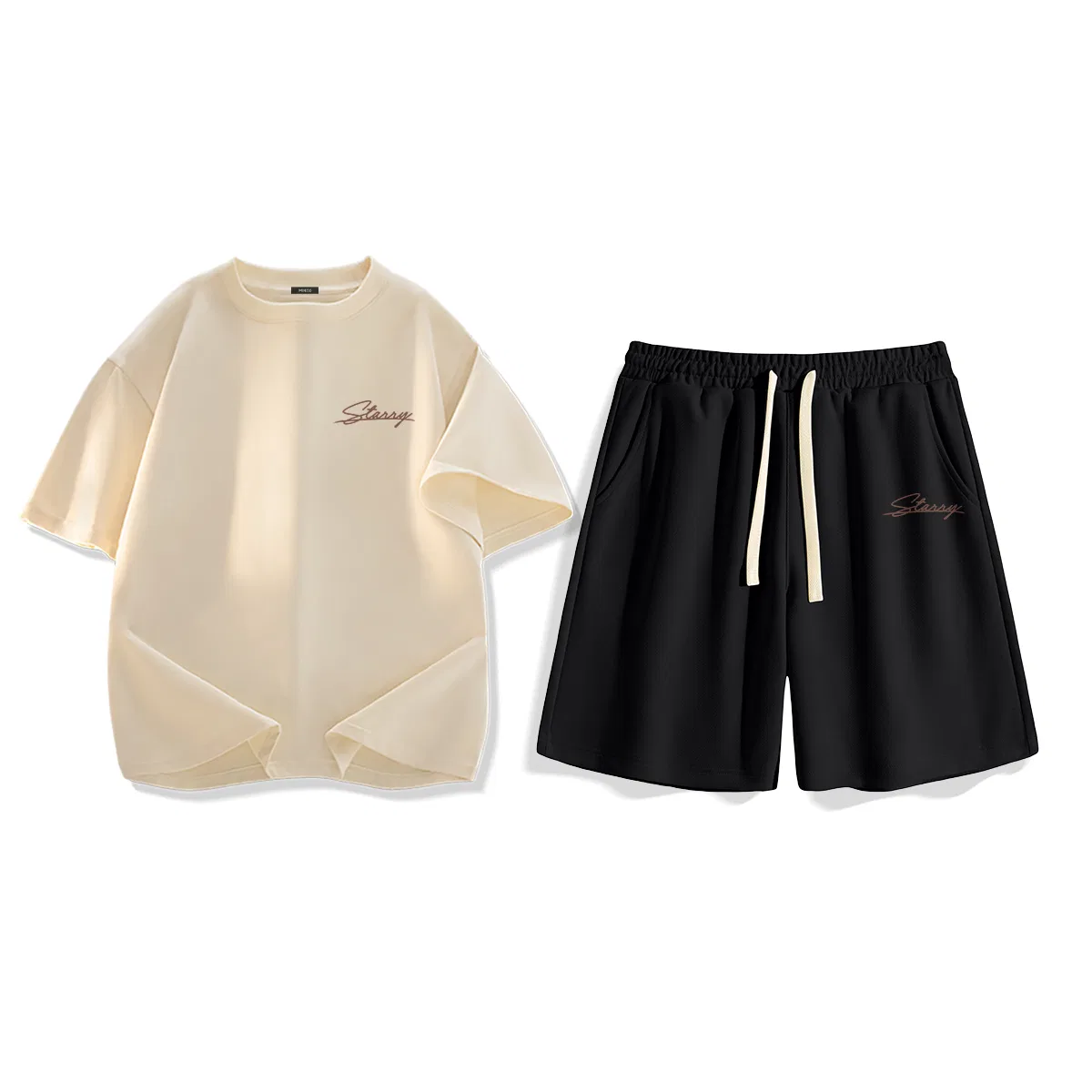 Детский комплект спортивной одежды с логотипом MINISO, Light Beige Black