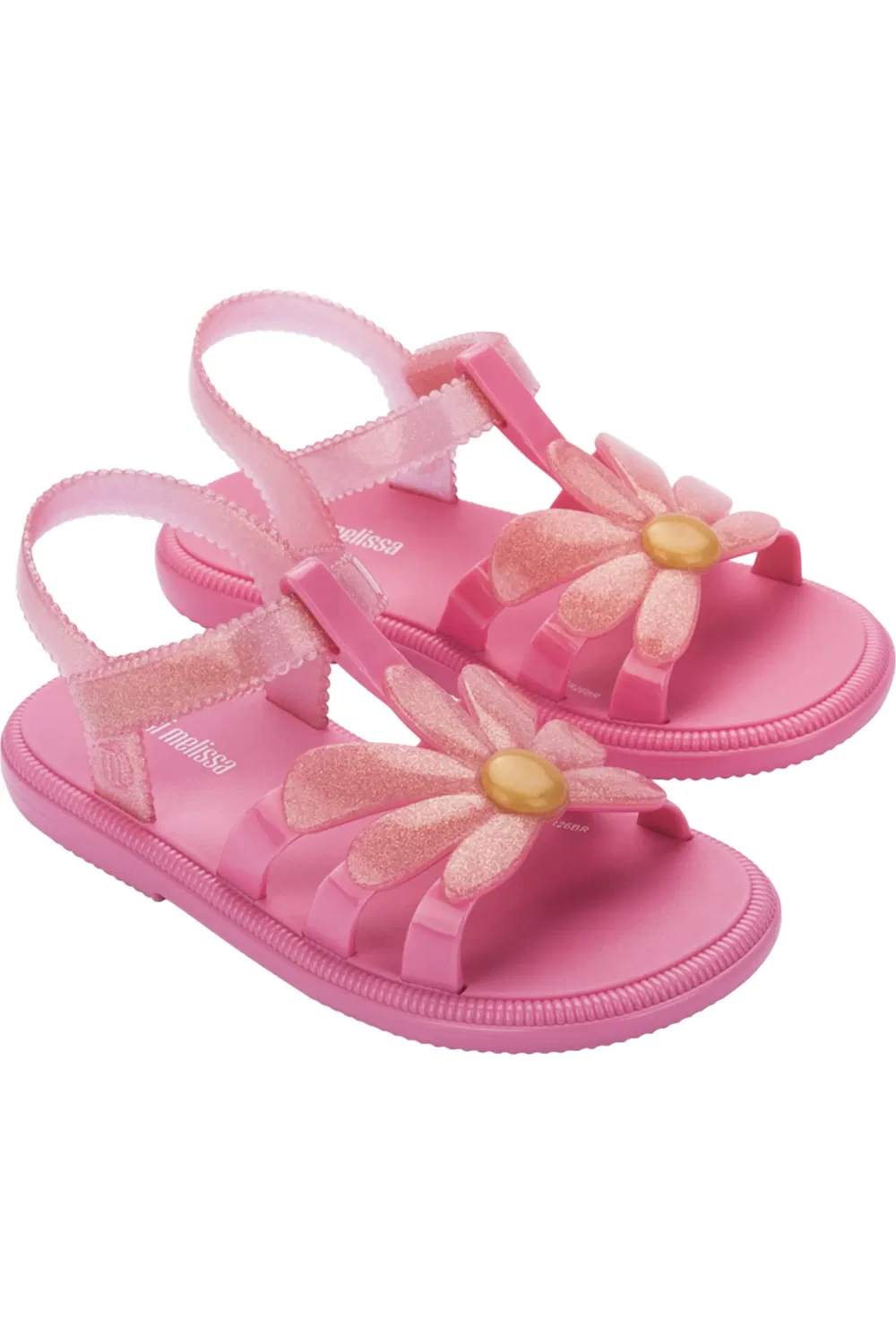 Сандалии детские с цветочным верхом Mini Melissa, Pink/Glitter Pink