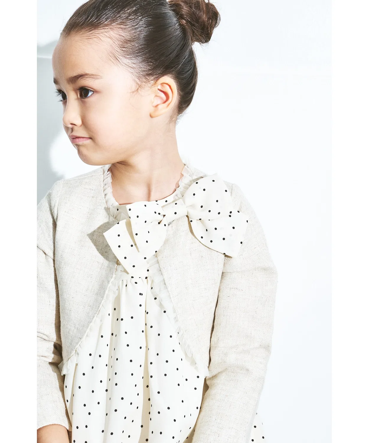 Детское платье из шифона с точками, с длинным рукавом модель Chiffon Dot, maarook, White