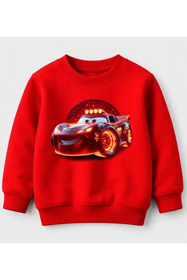 Детские свитшот для мальчиков с принтом Alevli Araba Printed Efendioğlu Design, Red — фото 2