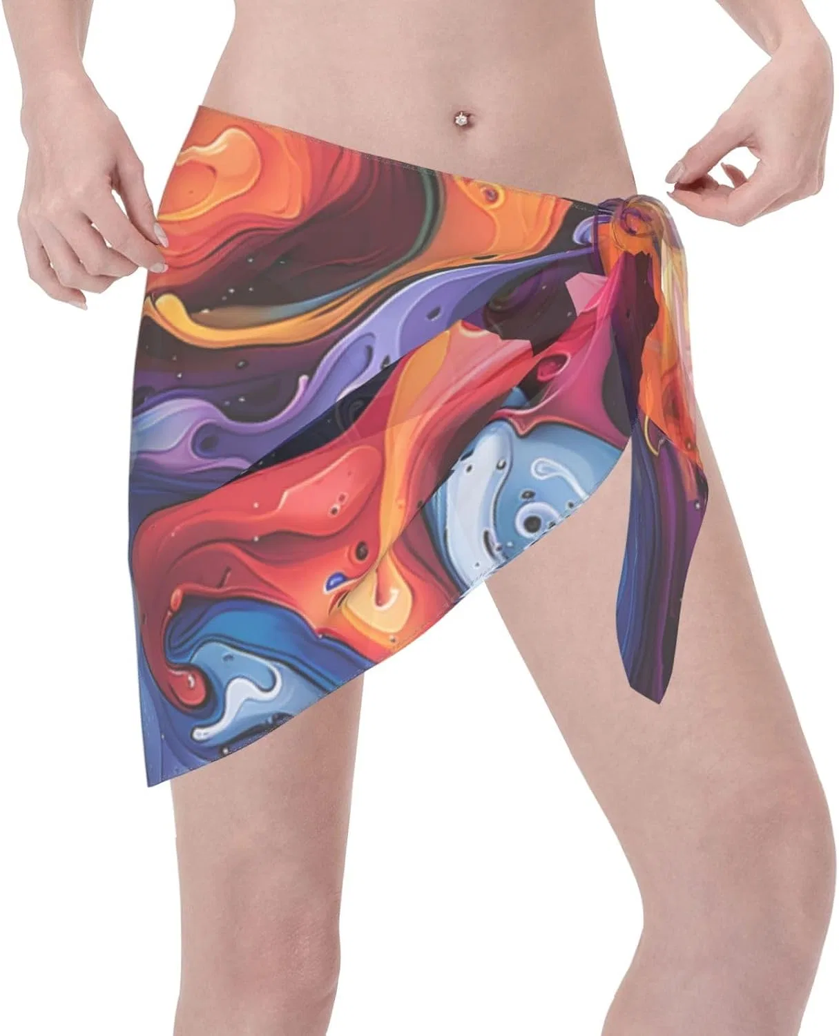 Женская пляжная накидка с 3D-принтом, Sarong, Black/White — фото 3