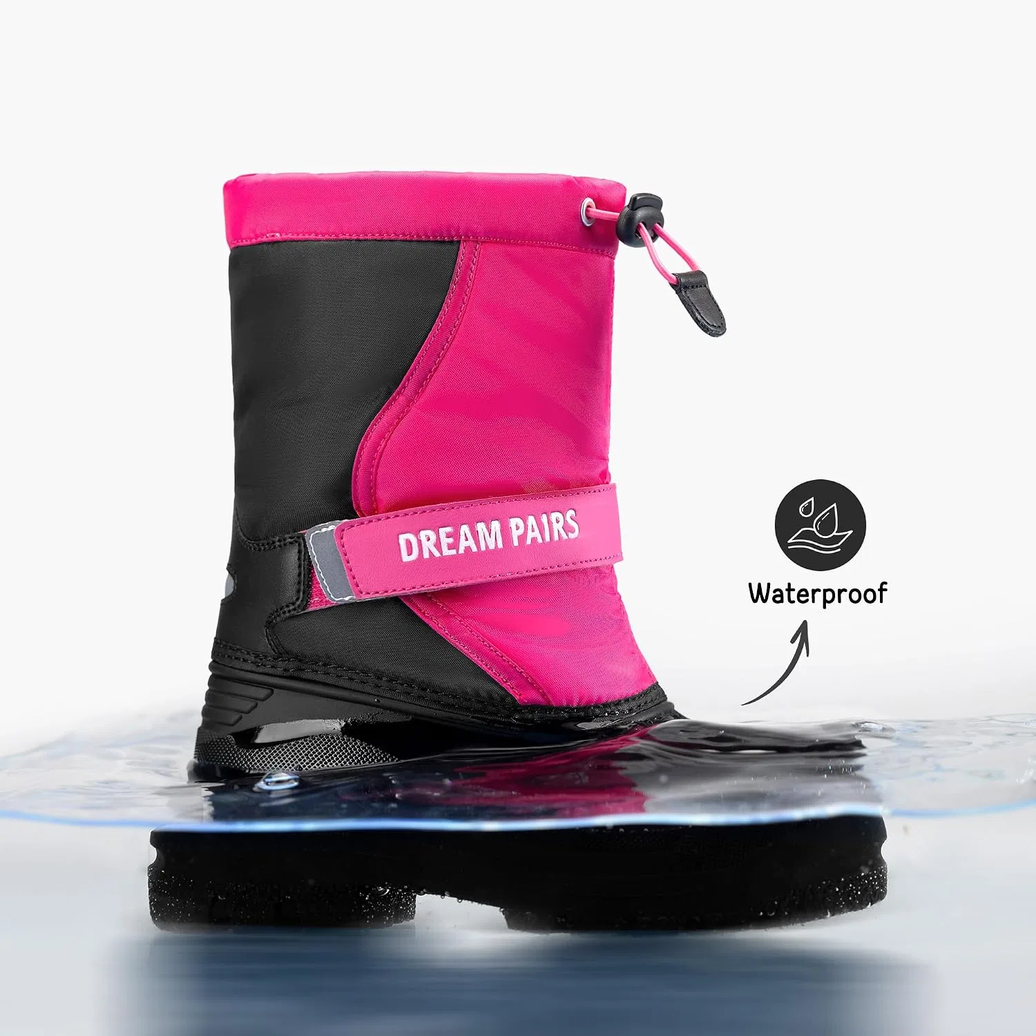 Детские зимние водонепроницаемые снежные ботинки DREAM PAIRS, Hot Pink — фото 3