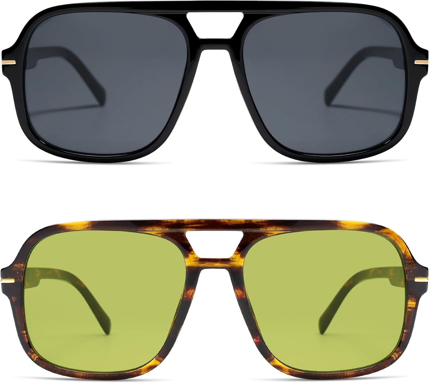 

Ретро-стиль, квадратные солнцезащитные очки-авиаторы для женщин и мужчин, классический винтаж 70-х годов, большие солнцезащитные очки AR82173 HERJOUR, Black+gradient Tortoise/Green