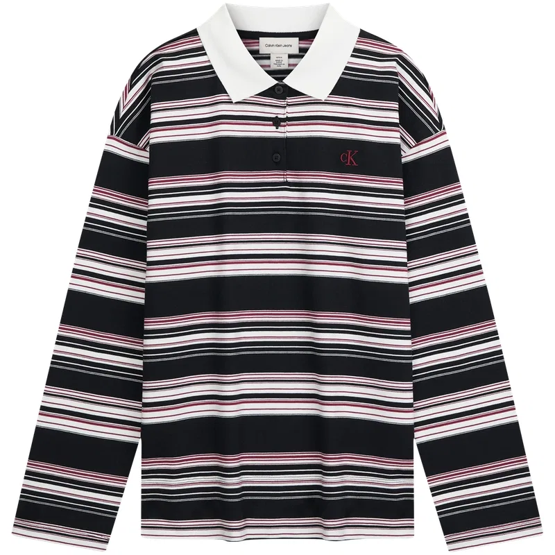 Женская рубашка-поло с воротником, прямой крой Calvin Klein, Black Stripes