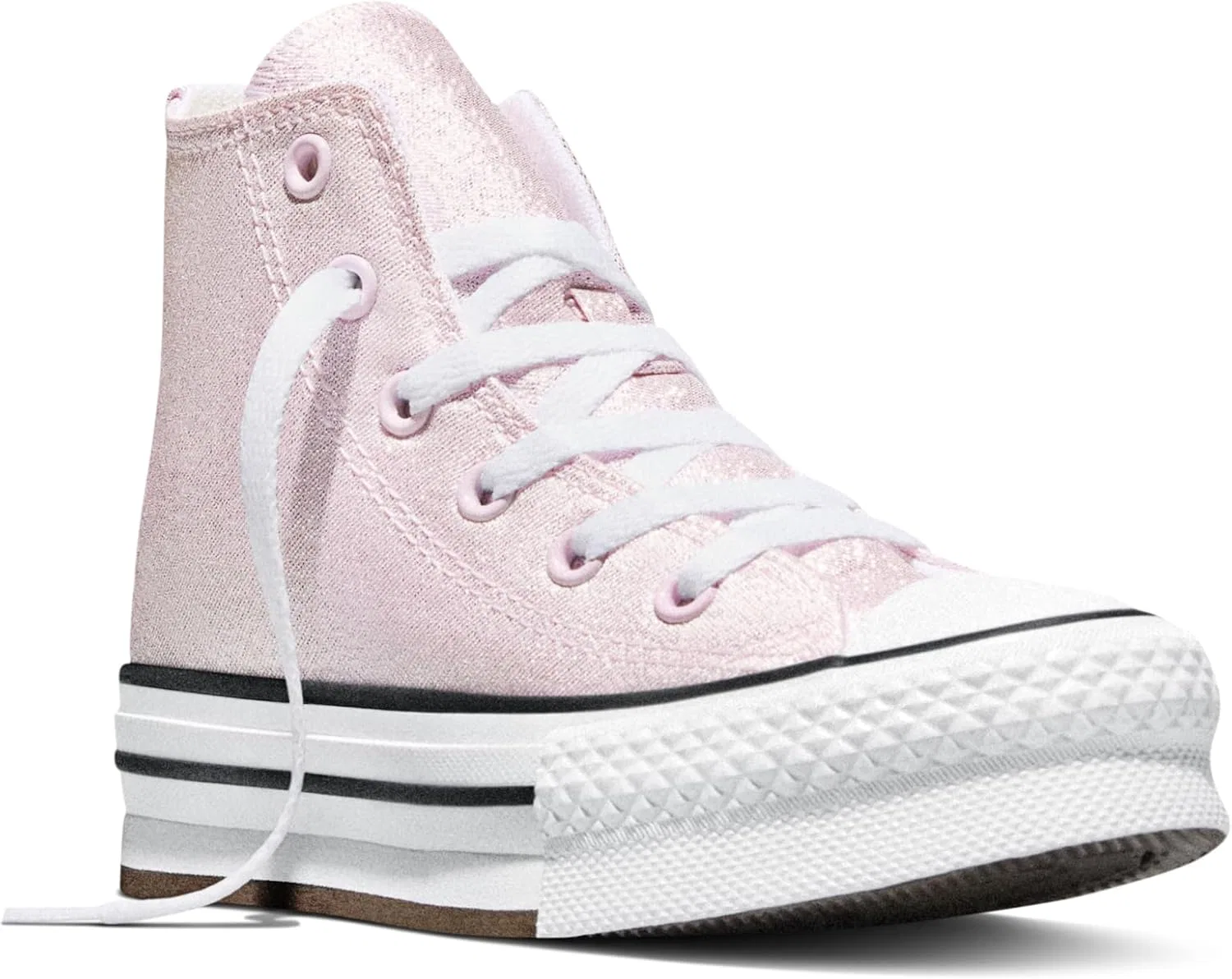 Детские кроссовки на платформе с блеском Converse Kids' Chuck Taylor All Star Lift Platform Shine High Top Sneaker, New Found Bloom/White/Black — фото 3