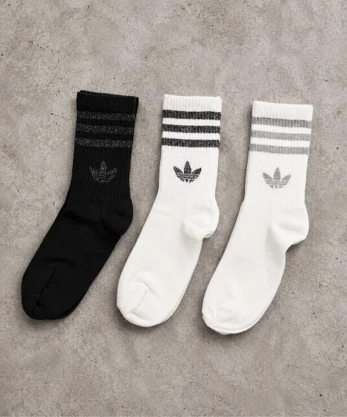 Женские носки с блестками, комплект из 3 пар, Glitter Socks Adidas, Silver Metallic — фото 3