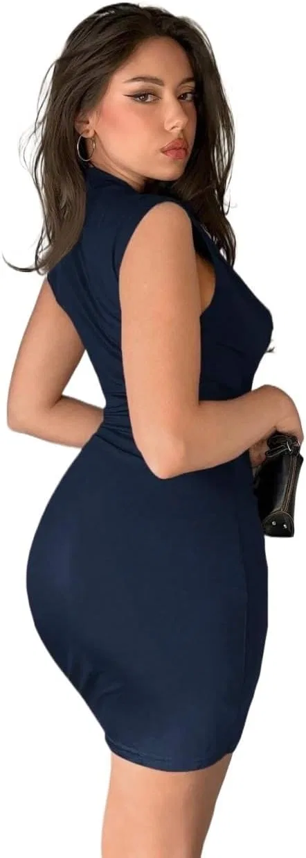 Женское облегающее мини-платье с драпировкой, Navy Blue — фото 2