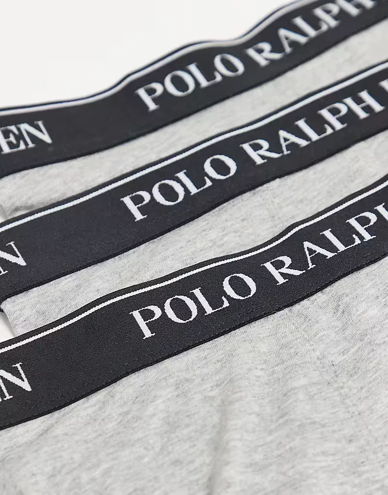 Боксеры классические с контрастным поясом с логотипом 3 шт Polo Ralph Lauren, серый меланж — фото 3
