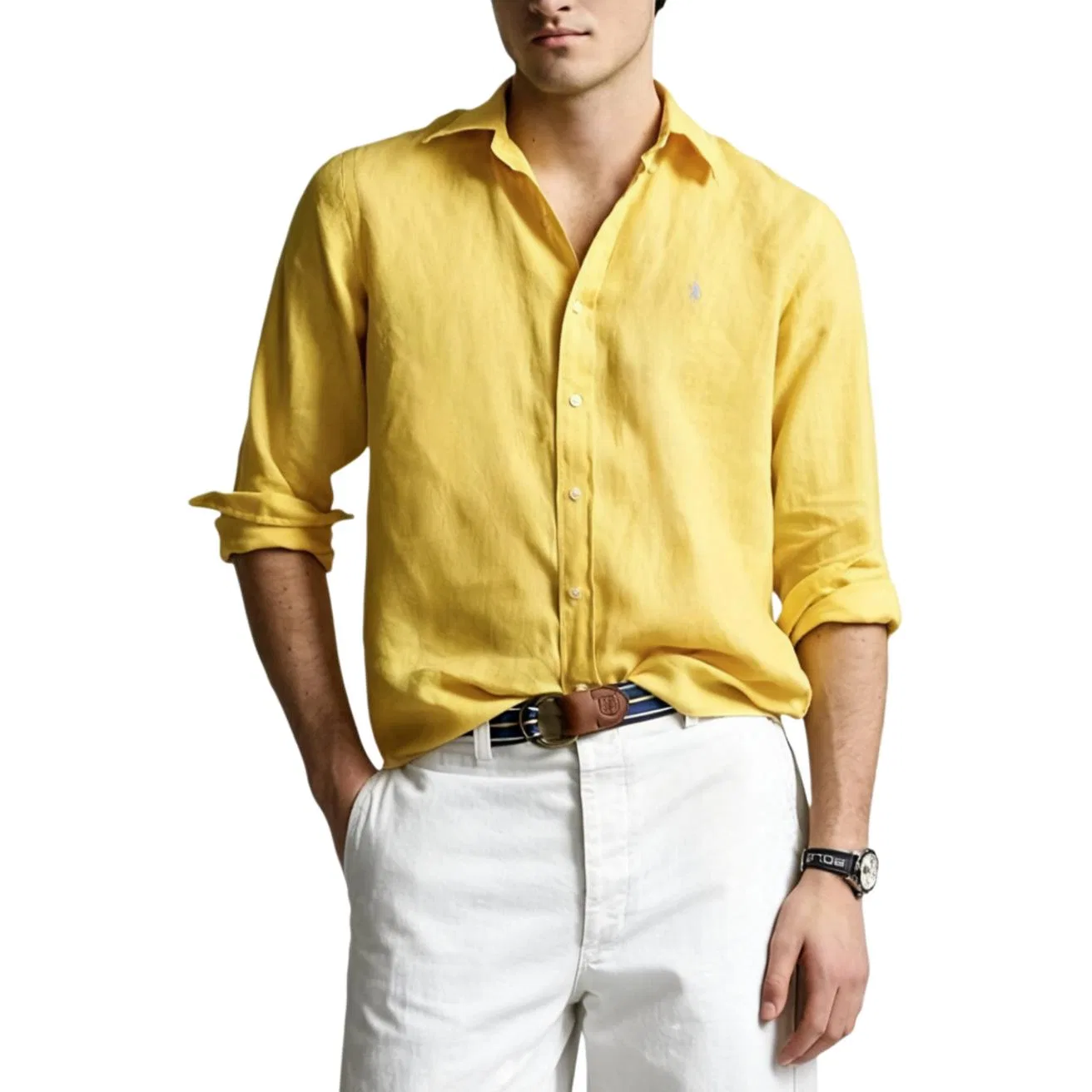 Мужская рубашка с отложным воротником Polo Ralph Lauren, Yellow — фото 4