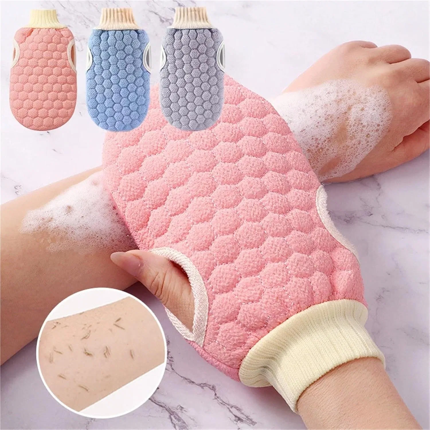 Двусторонняя варежка для пилинга XUMKFJRE, 1 шт, Pink — фото 2