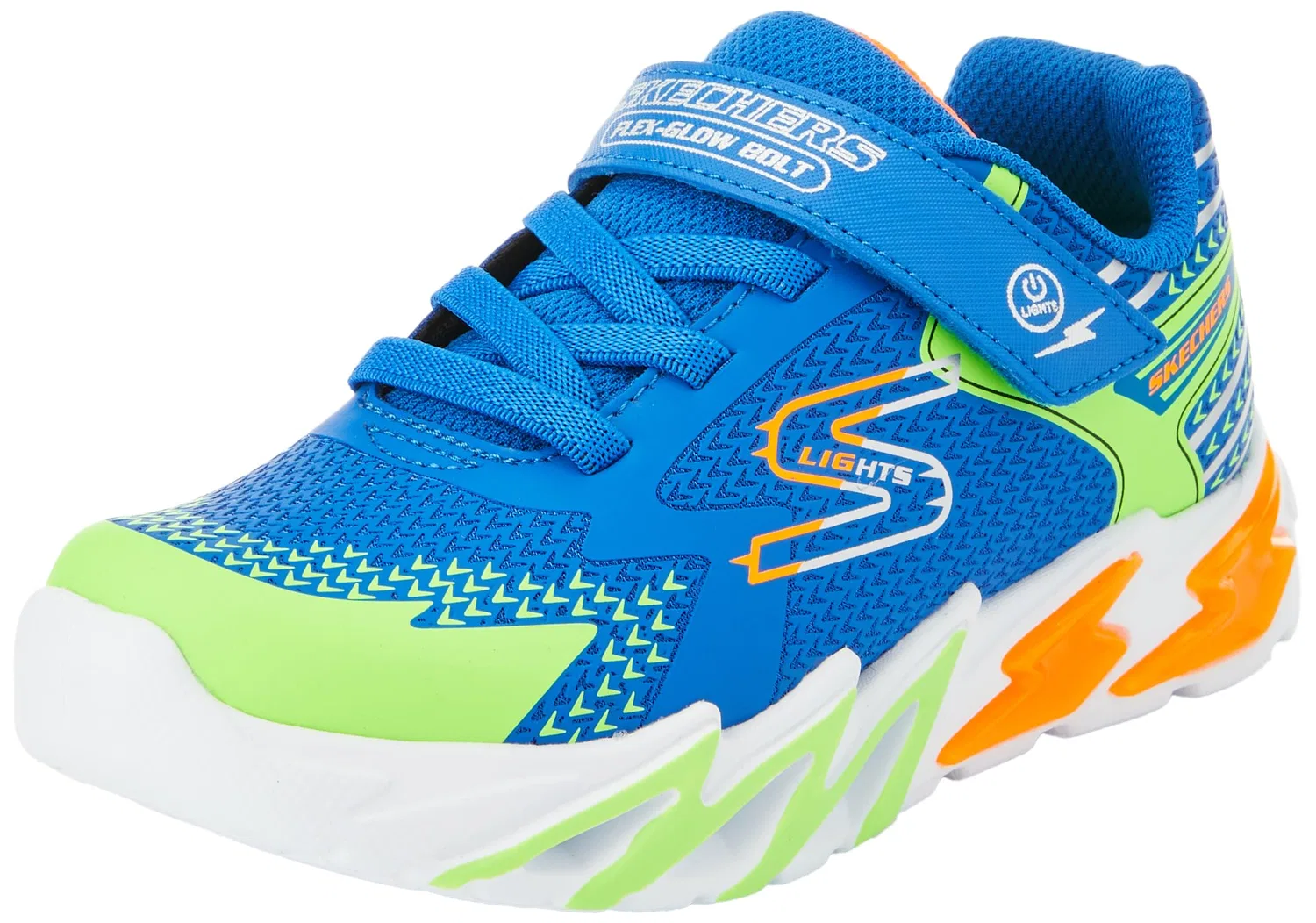 Детские спортивные туфли для мальчиков с подсветкой Flex-glow Bolt Skechers, Royal Blue Multicolor