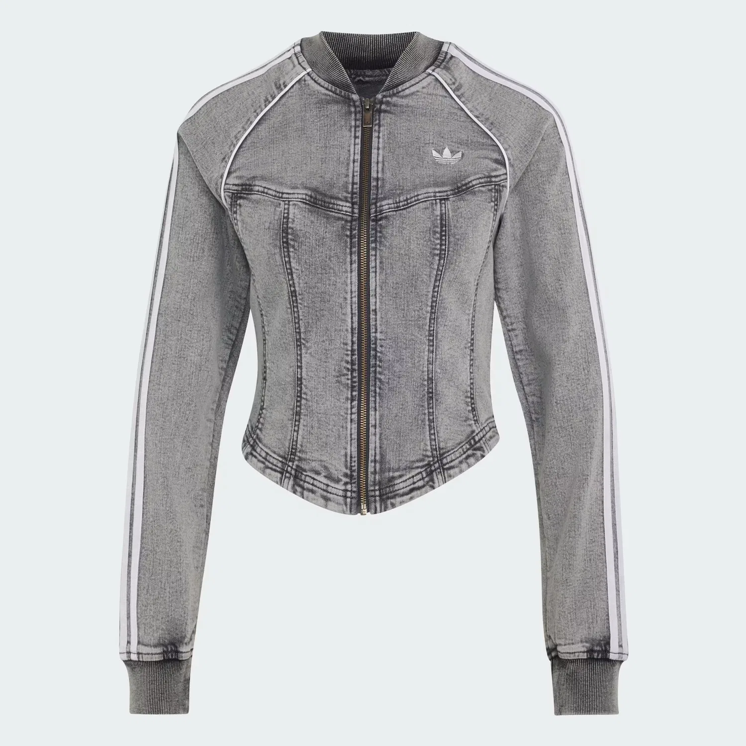 Женская спортивная куртка с эффектом денима Superstar Denim Corset Adidas Originals, серый деним — фото 4