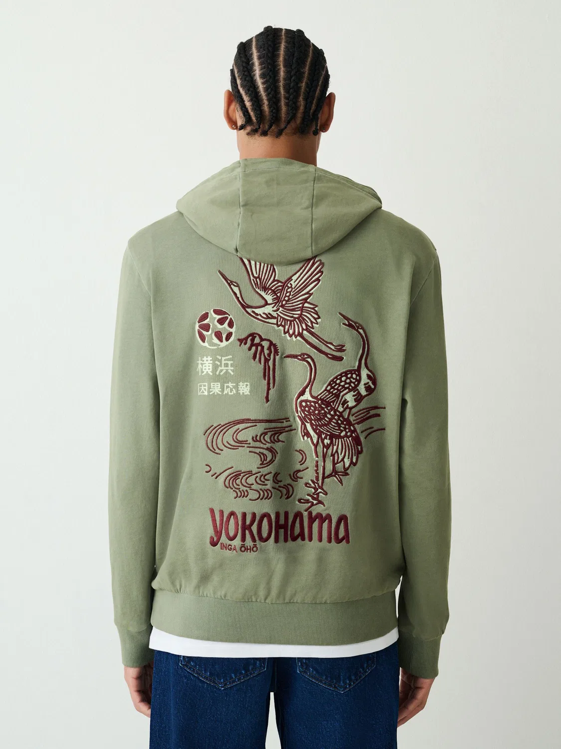 Худи с принтом, свободная посадка, Sage Green Next