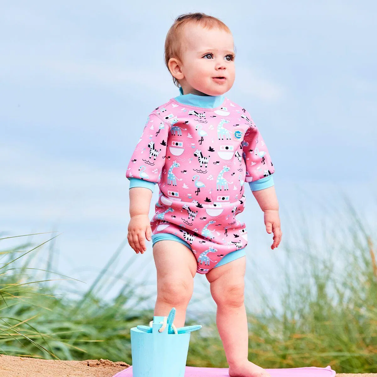 Детский плавательный костюм для девочек с принтом Happy Nappy Nina's Ark, Splash About, Hellrosa Hellblau — фото 4