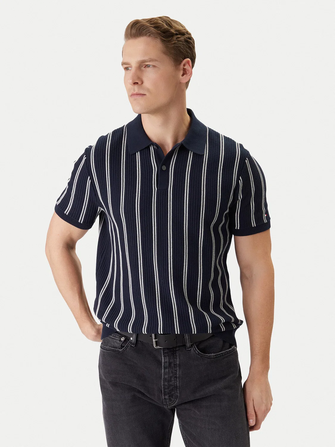 Мужское поло стандартного кроя Vertical Tommy Hilfiger, темно-синий