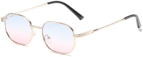 

Модные ретро-солнцезащитные очки в маленькой коробке для женщин, градиентные металлические очки для мужчин, классические универсальные очки с защитой от УФ-излучения UV400 MTZJH, 6