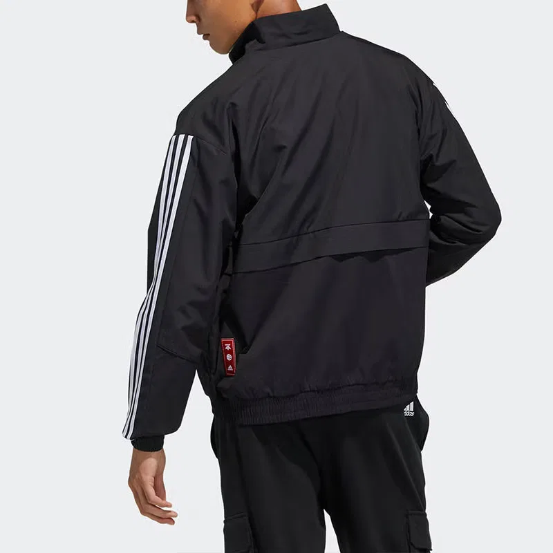 Куртка спортивная с воротником-стойкой на флисе Cny Jkt South Adidas, черный — фото 4
