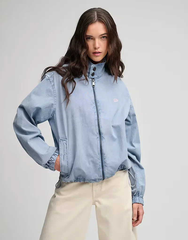 Куртка-харрингтон Superdry Cotton в выстиранном джинсовом синем цвете — фото 2