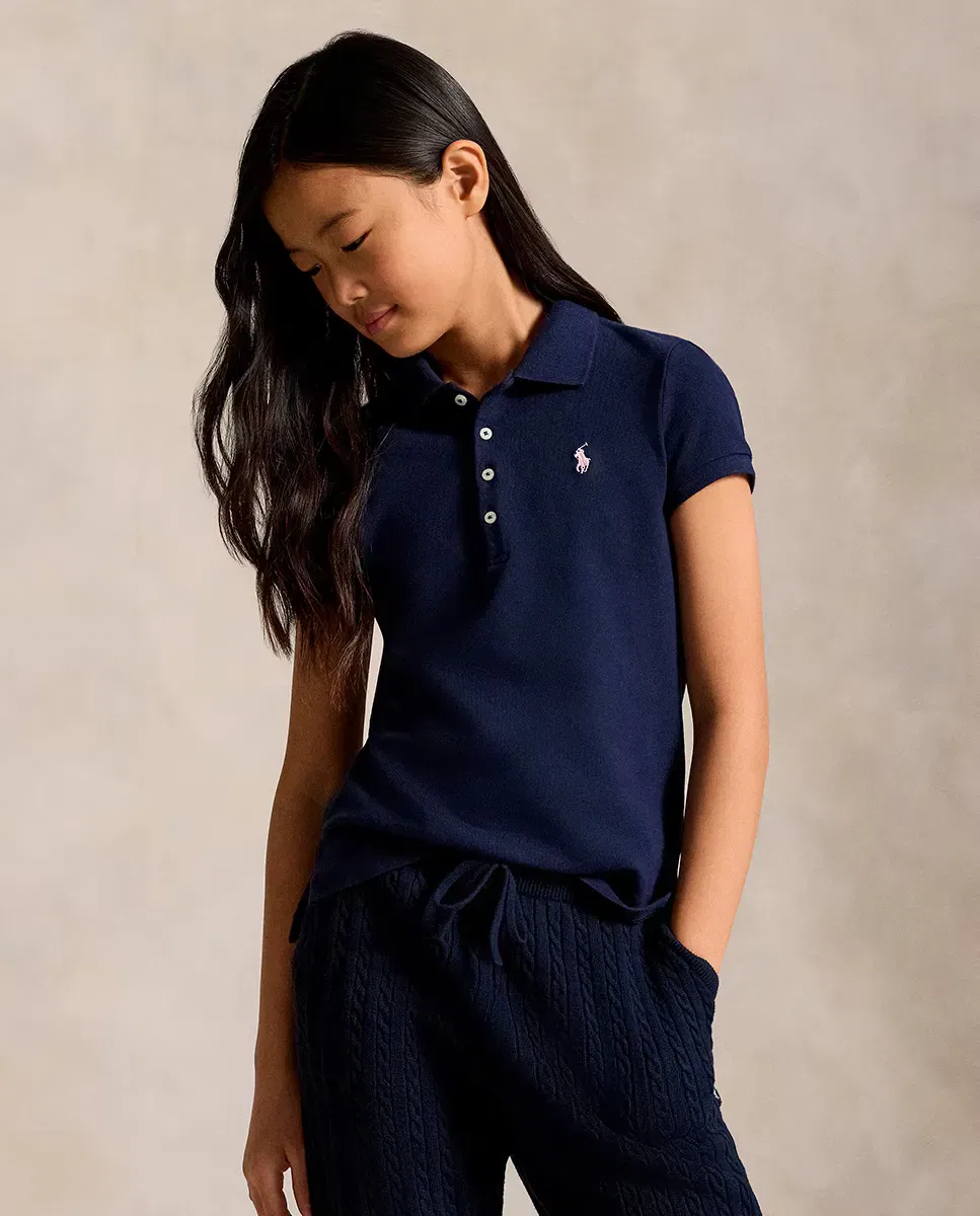 Детское поло для девочек хлопковое Polo Ralph Lauren, Azul Marino