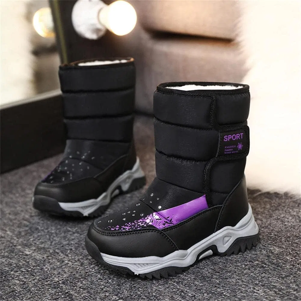Детские зимние ботинки с флисовой подкладкой High-Top Boots GEXECEUSS, Blackpurple — фото 2