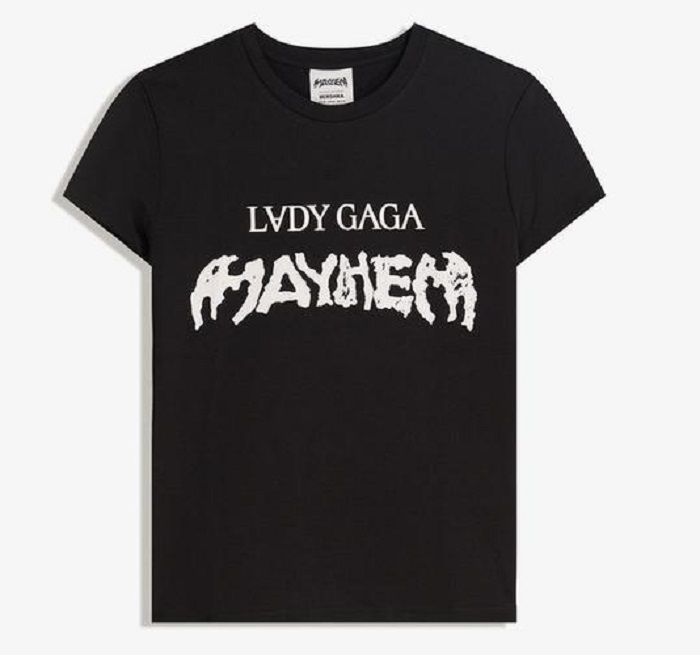 

Футболка Bershka Lady Gaga Short-Sleeved Print, черный
