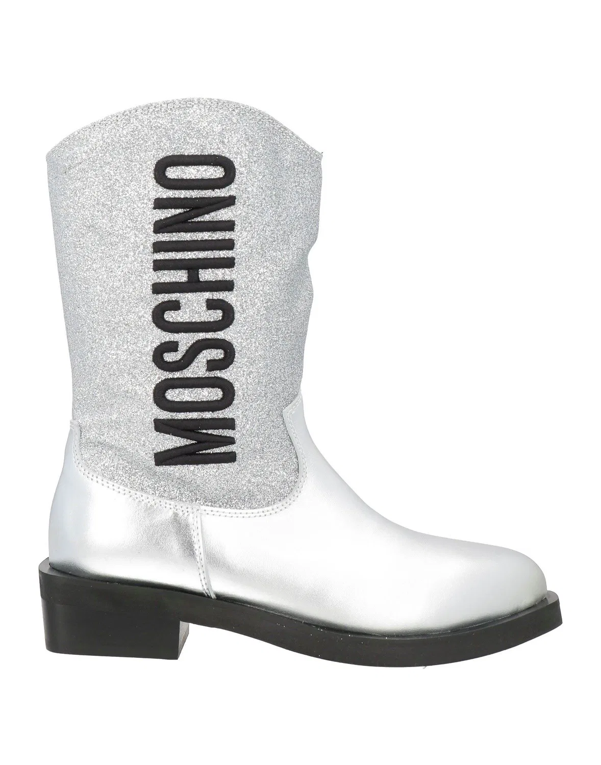 Детские ботинки для девочек с блестками Moschino Teen, серебряный