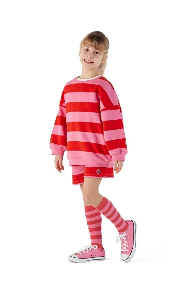 Детские свитшот для девочек с полоской Pitaya sweatshirt Zoi Zebra, Red-Pink — фото 4