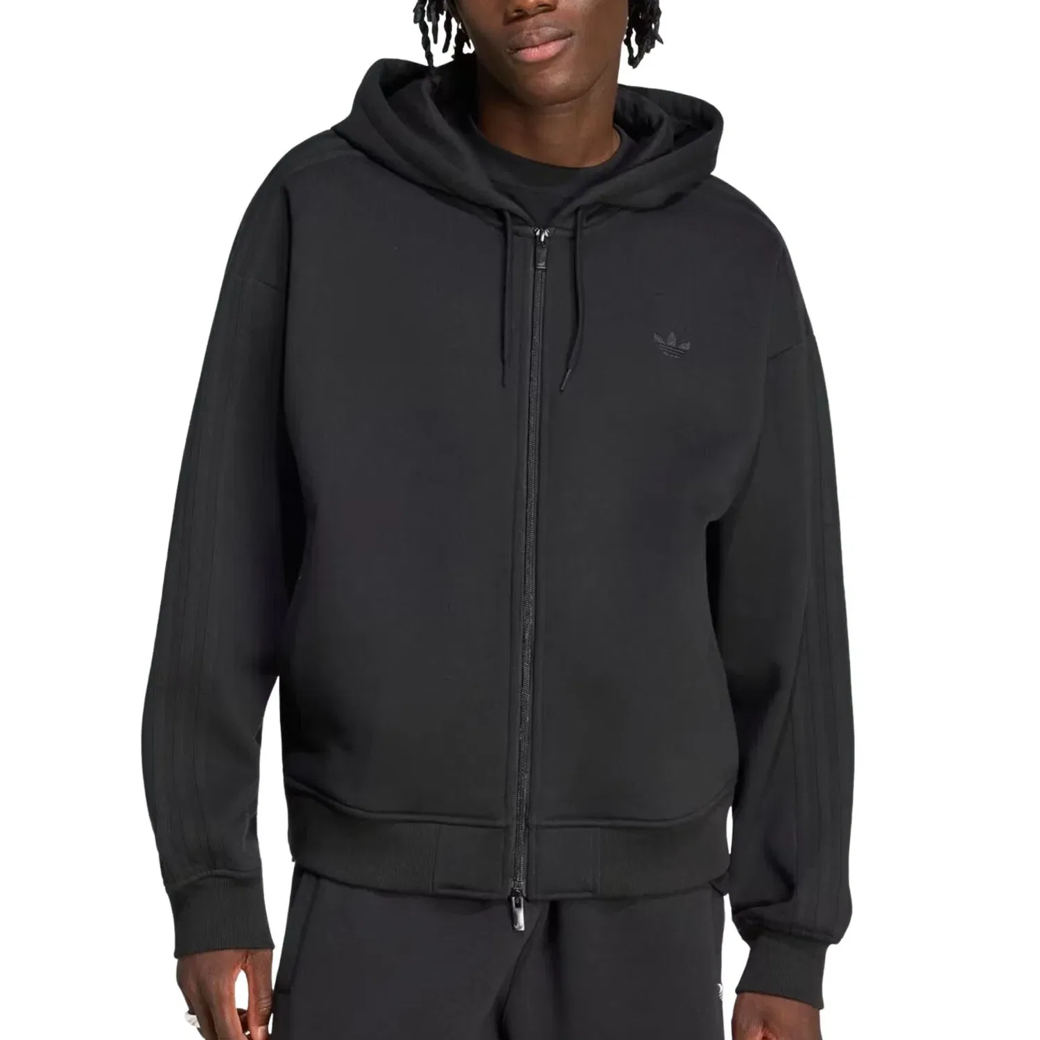 Мужское худи Oversized Zip-Up Hoodie Asia Sizing 'Black' adidas, черный — фото 2