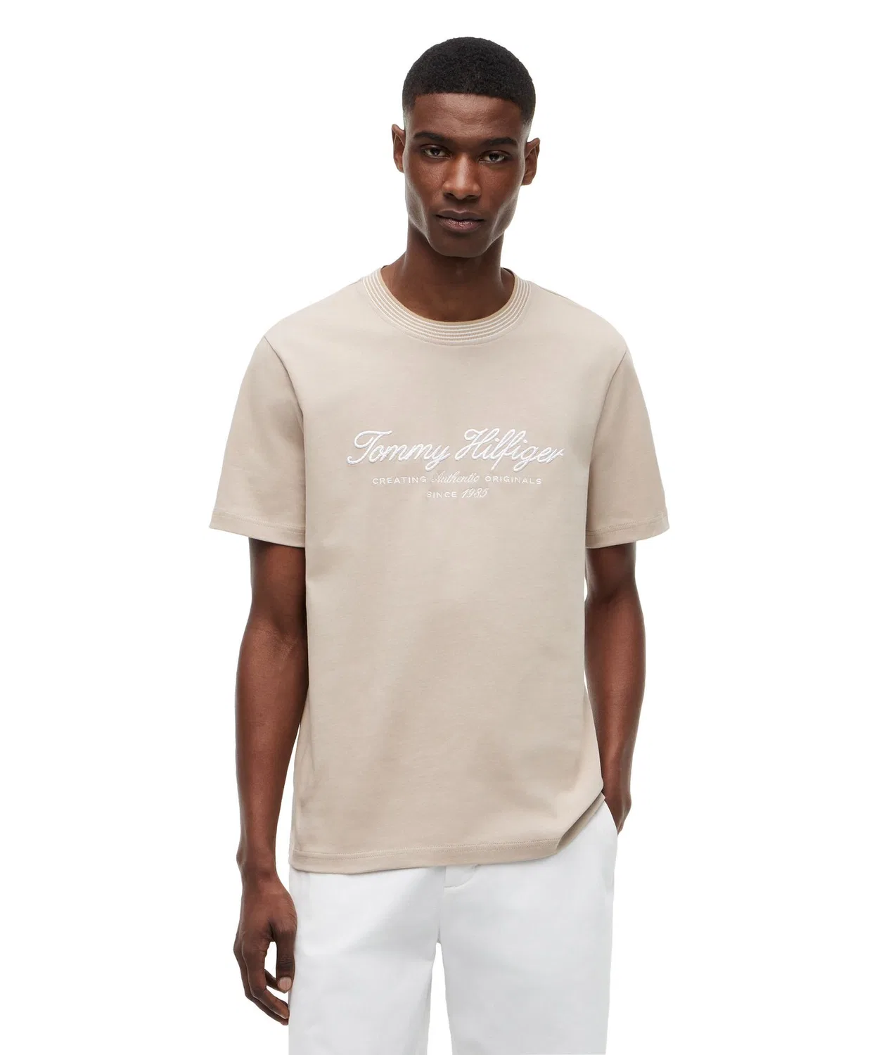 Мужская хлопковая футболка с принтом TOMMY HILFIGER, Beige