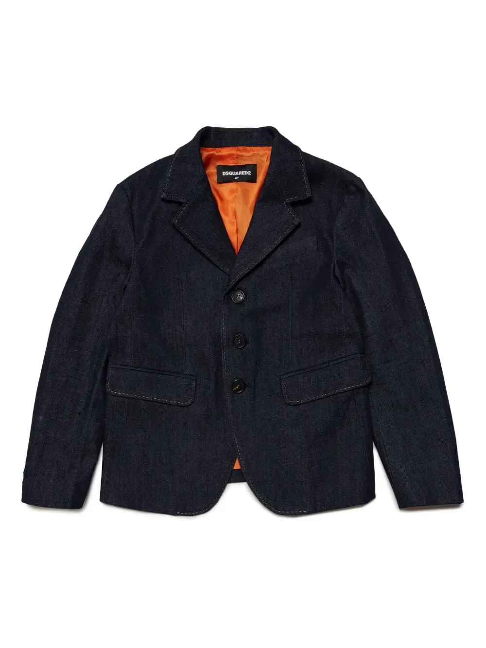 Однобортный блейзер из денима Dsquared2 Kids, синий