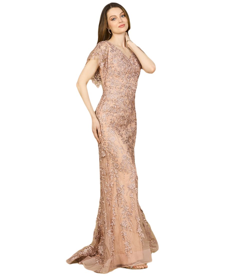 

Женское платье с короткими рукавами, силуэтом русалка и V-образным вырезом Lara, Blush