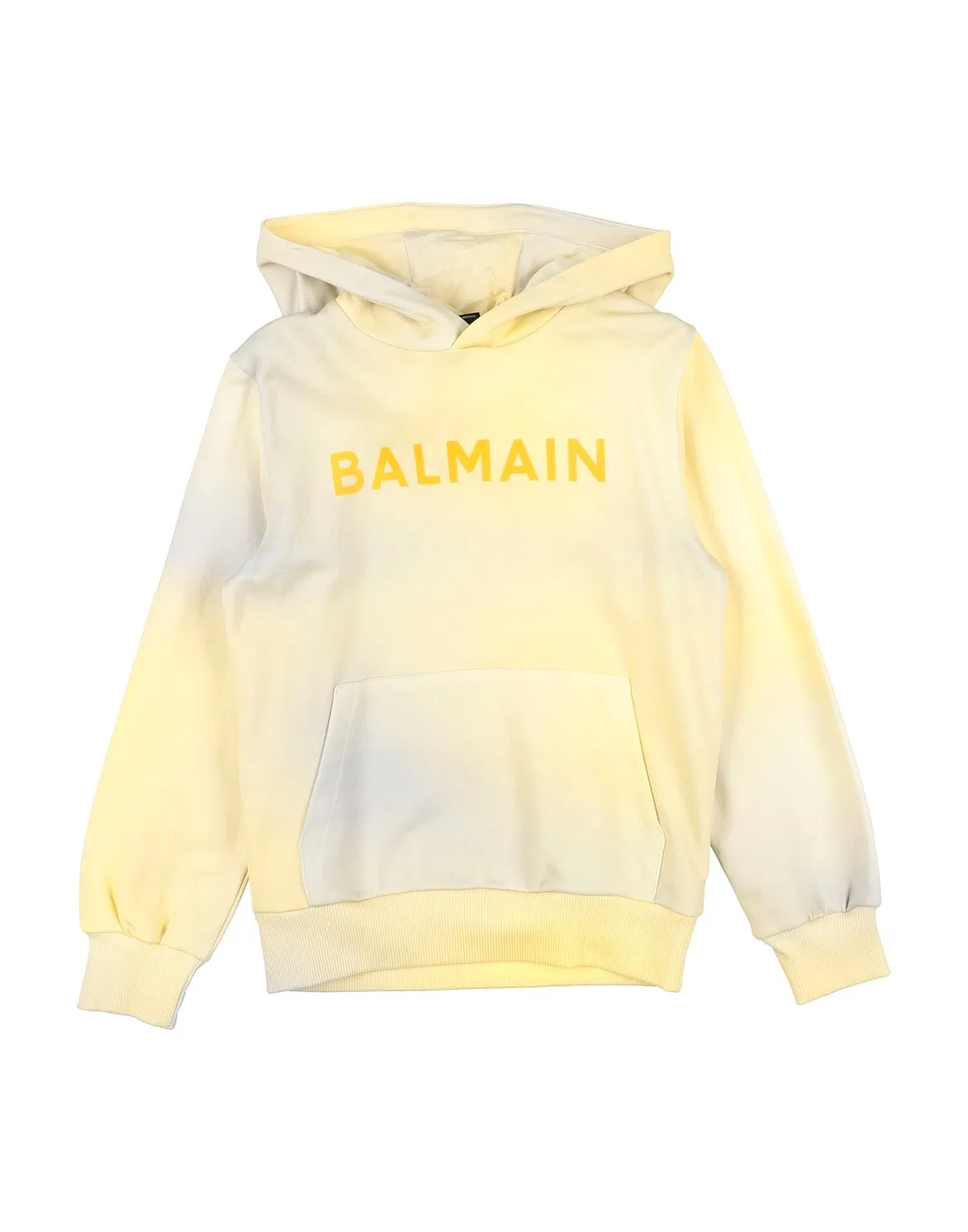 Детское худи на молнии с капюшоном Balmain, светло-желтый