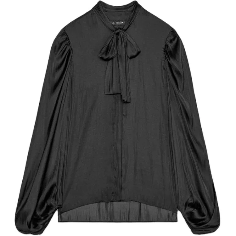 Женская рубашка с круглым вырезом ZARA, Black