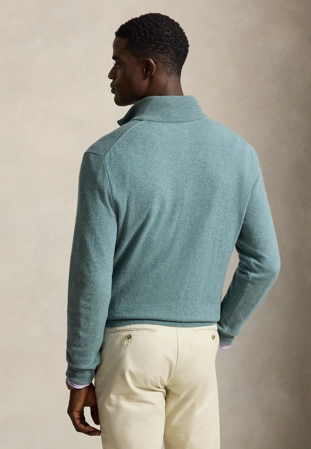 Шерстяной свитер с застежкой-молнией на четверть длины Polo Ralph Lauren, Turquoise Jay Heather — фото 3