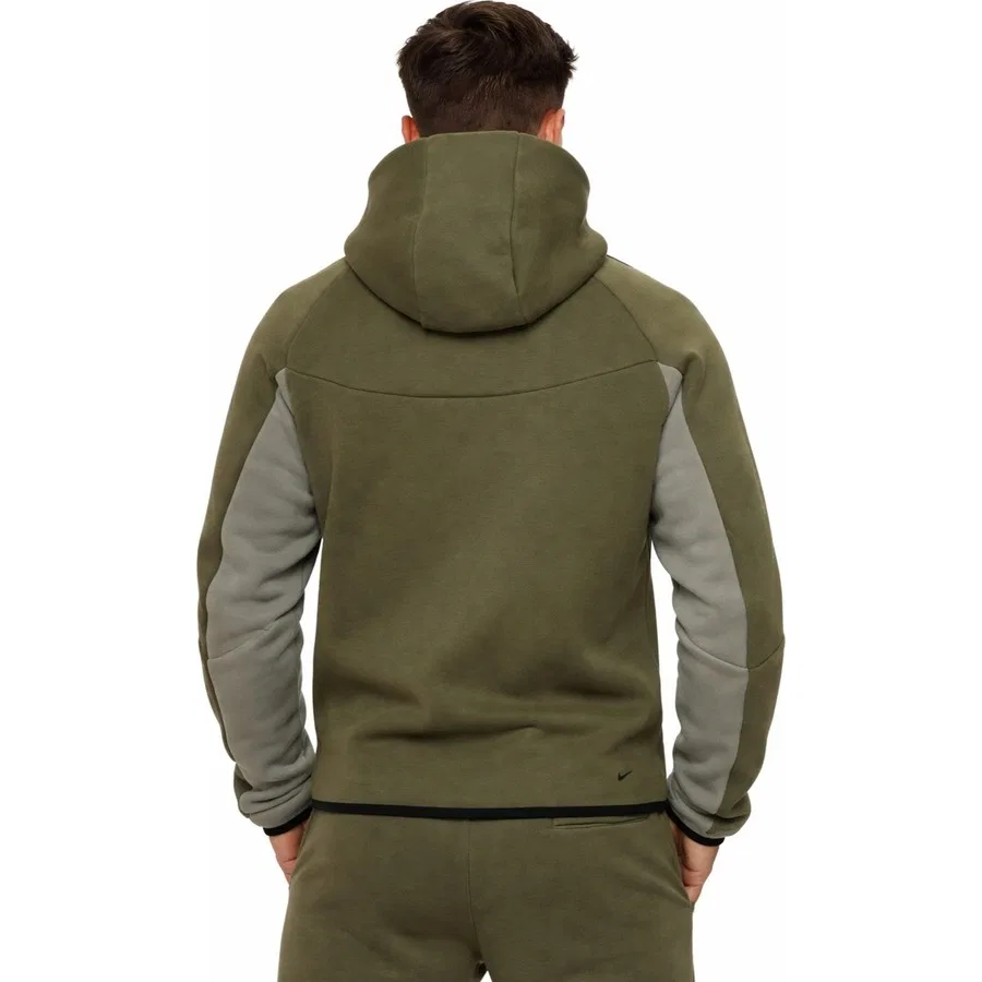 Свитшот мужской с капюшоном Tech Fleece Full Zip Windrunner Hoodie Nike, Хаки/Зеленый — фото 2