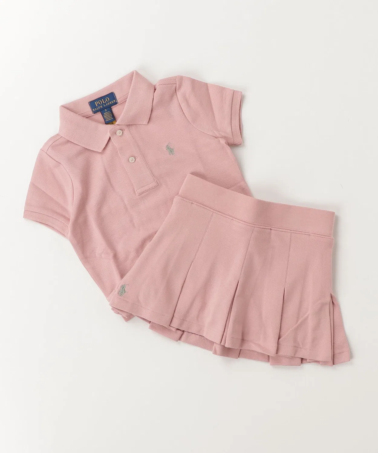 Детский комплект из поло и юбки-шорт с принтом POLO RALPH LAUREN CHILDRENSWEAR, Pink — фото 4