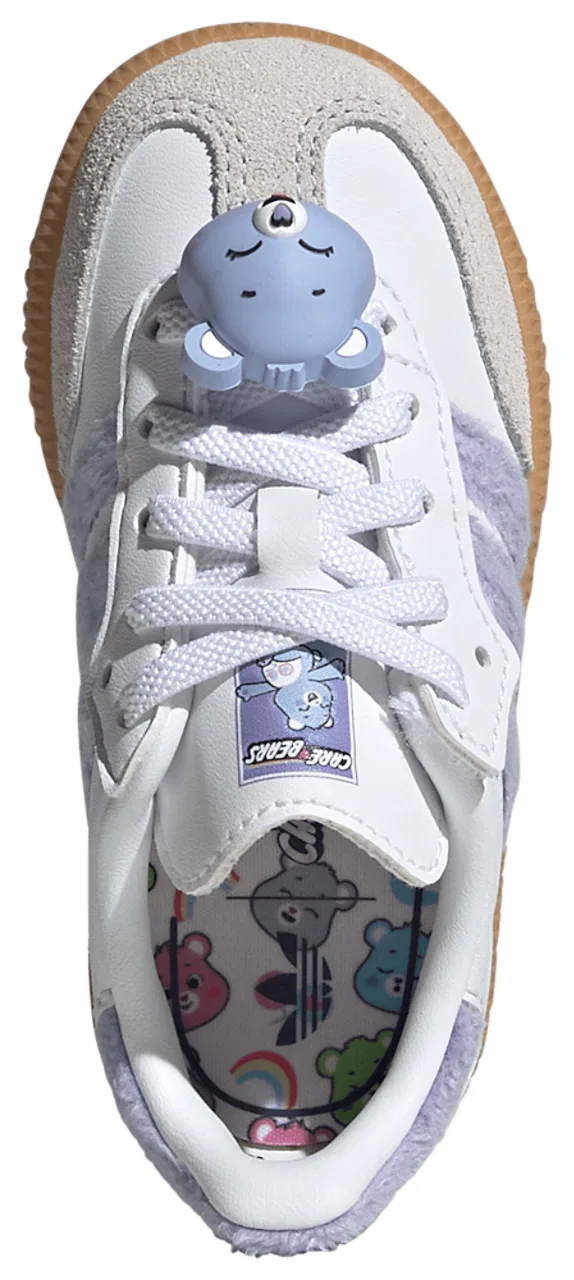 Детские кроссовки для девочек с кожаным верхом Adidas Originals Samba, Light Purple/Footwear White/Blue Dawn — фото 4