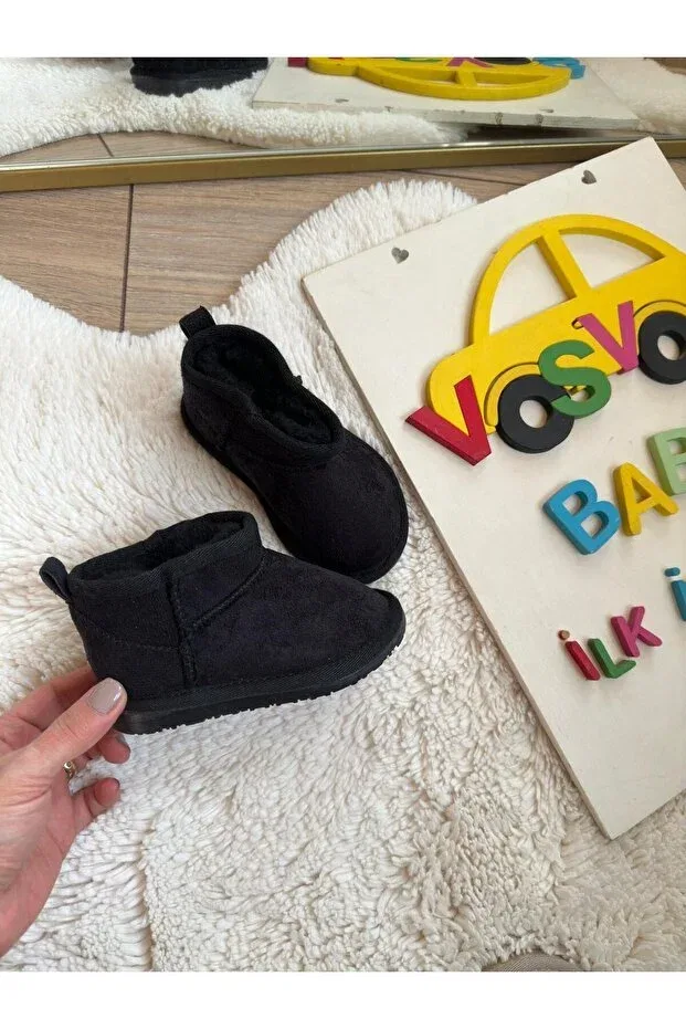 Детские ботильоны для девочек из замши с коротким каблуком Vosvosbaby, Black — фото 3