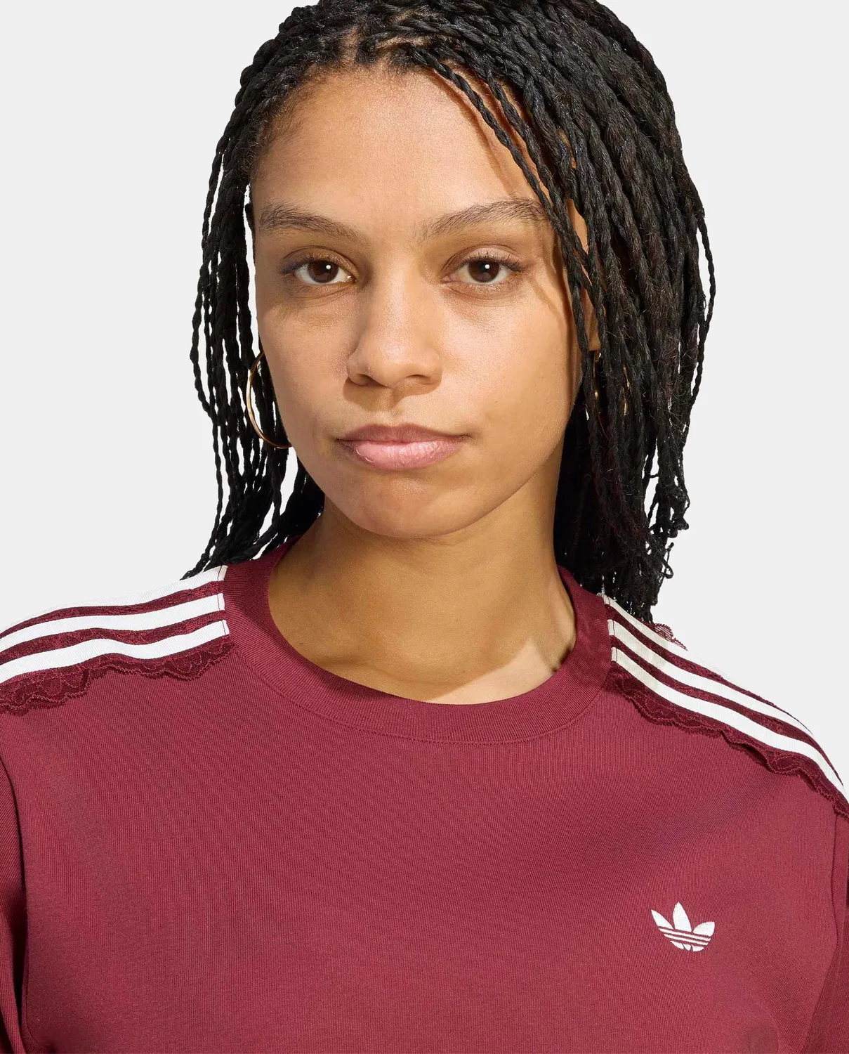 Женская футболка из кружева, Firebird Originals, adidas, Burgundy — фото 4