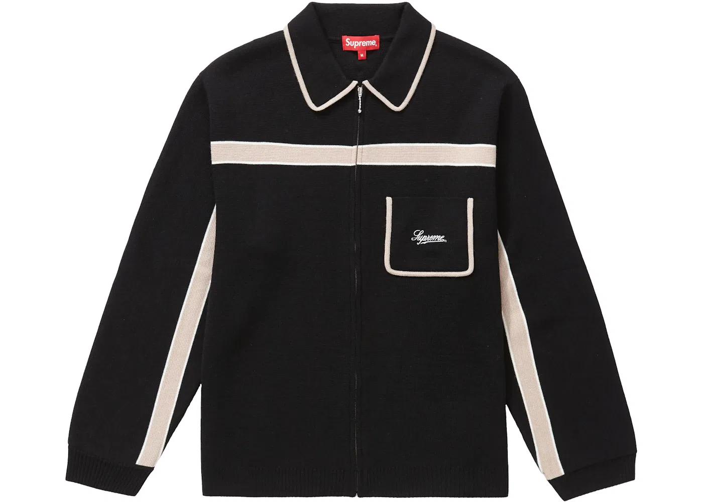 Мужской кардиган на молнии с полосками Supreme Cardigan, Black