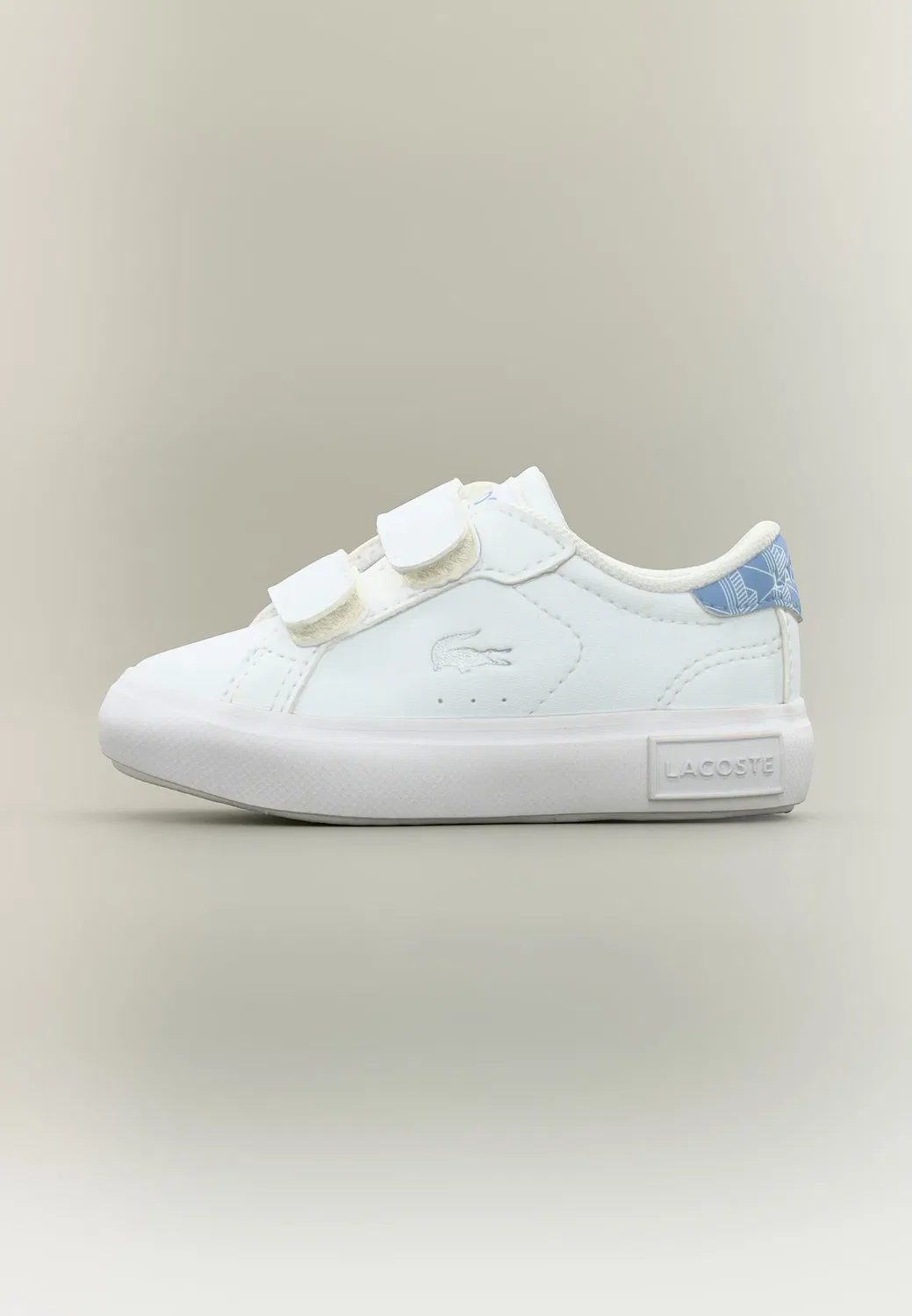 Детские кроссовки на липучках Powercourt унисекс Lacoste, White/Blue