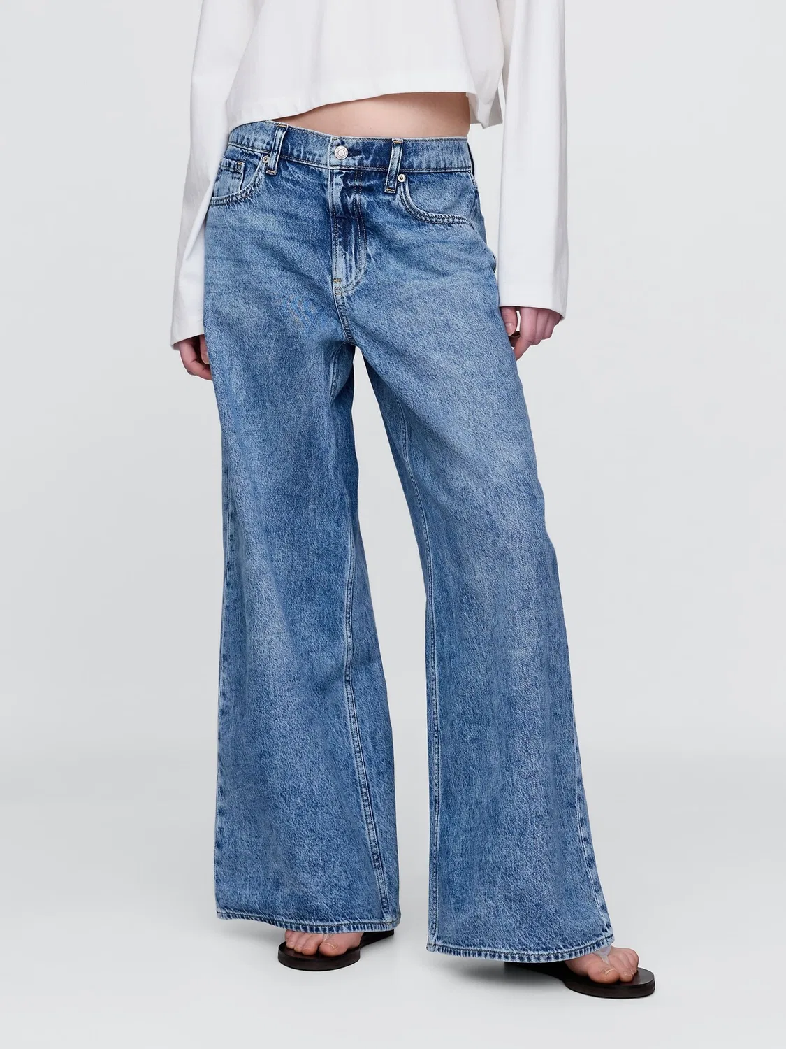 Джинсы свободные, низкая посадка Gap, синие