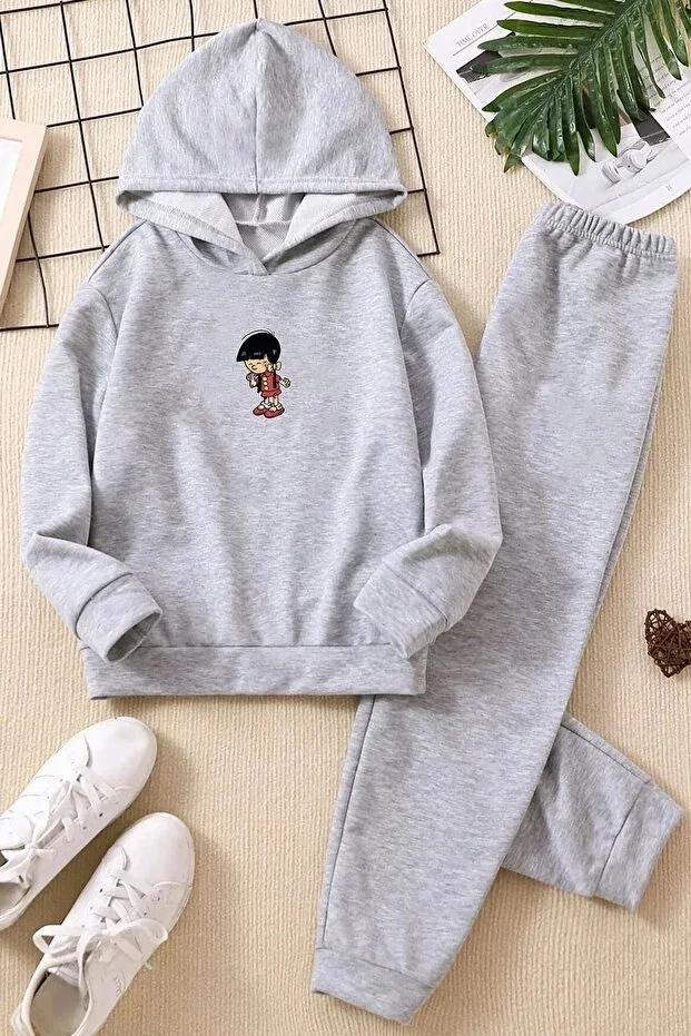 Детский комплект спортивного костюма для девочек с принтом Daxis Sportwear Company, Gray