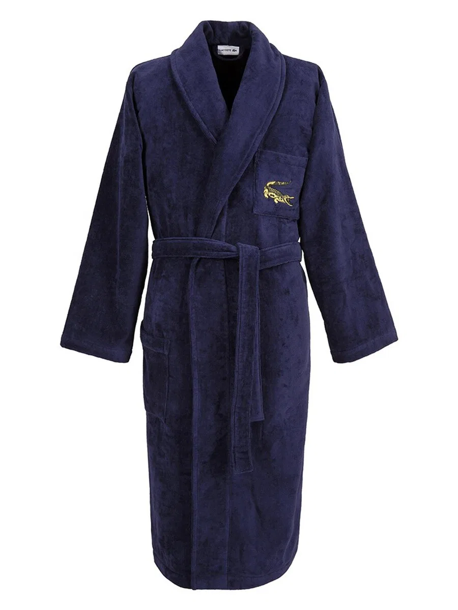 Длинный банный халат LACOSTE LRENE, из органического хлопка, цвет морской синевы