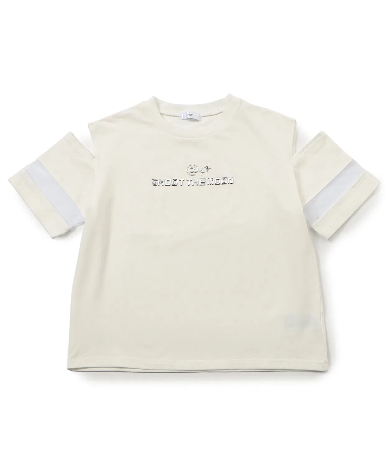 Детская футболка с открытыми плечами и металлическим логотипом algy, Off White