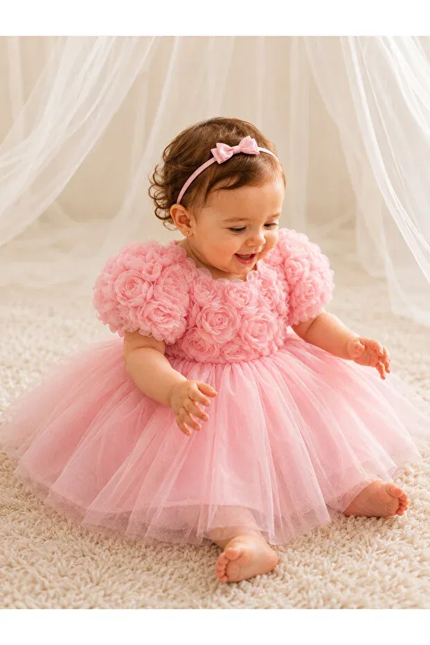 Детское платье для девочек с коротким рукавом 2Kids2Mom, Candy Pink — фото 3