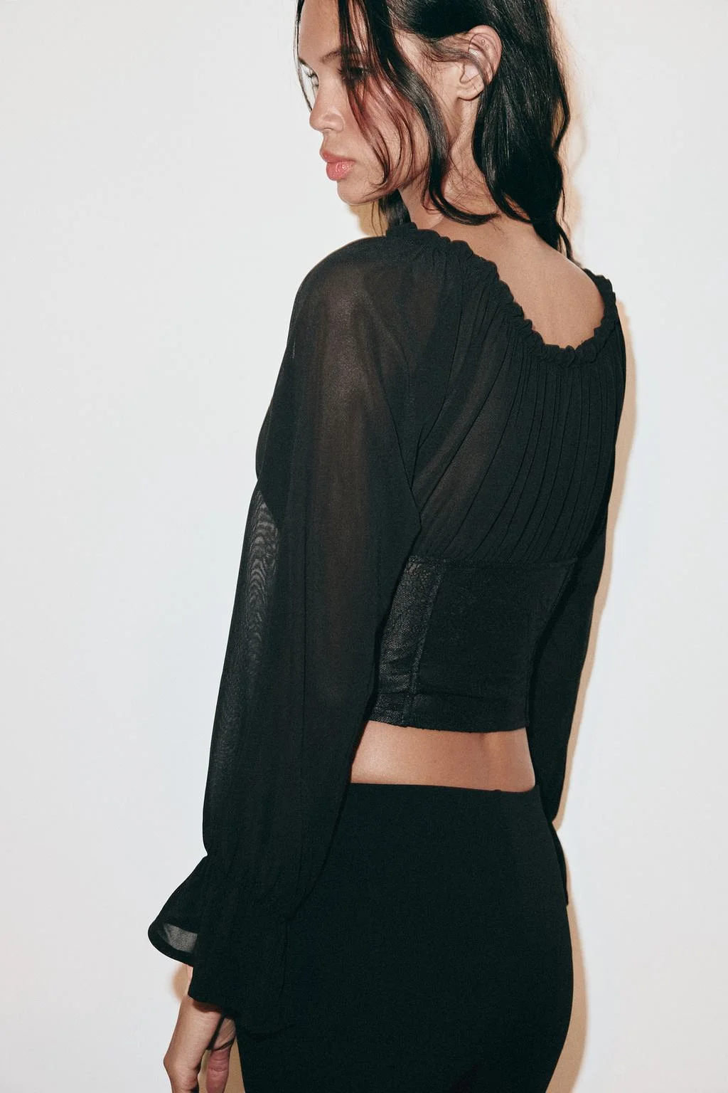 Топ Zara Corsetero Combinado, черный — фото 4
