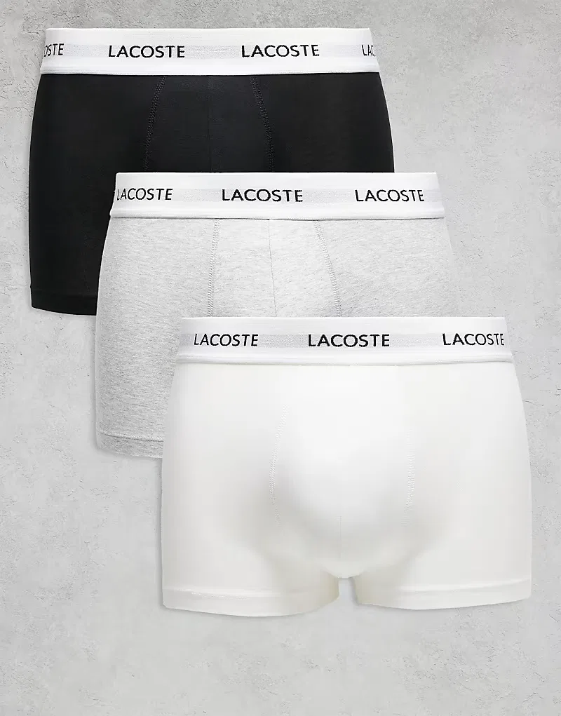 Боксеры облегающие 3 шт Lacoste, черный/белый/серый