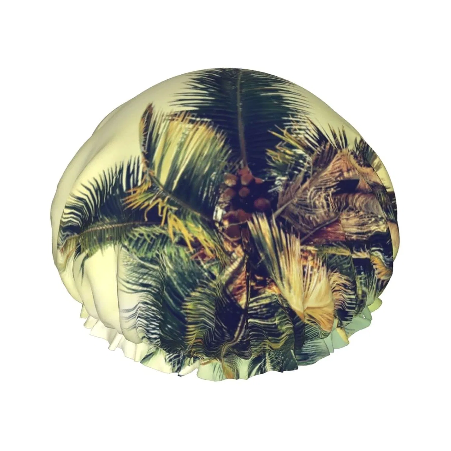 Шапочка для душа Palm Tree Rocky Shore, TOMPPY, Double Layer, Elastic Band